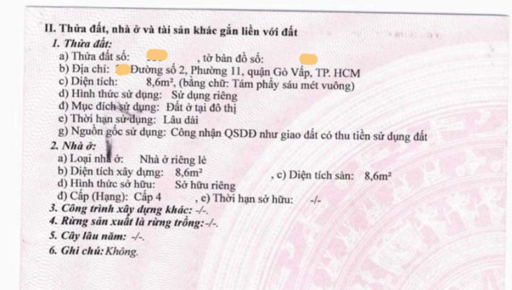 Bán nhà Đường Số 2 GV, 32m2, 1 lầu, dài 10m, Đường 4m giá giảm còn 2.x tỷ